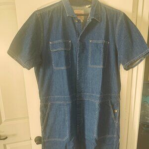 👖 Levi’s Premium Denim Button-Front Shortall – Dark Wash – Size XXL